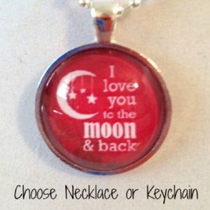 Moon and back necklace or keychain